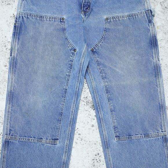 Vintage Carhartt B73 DST Faded Blue Jeans Denim Double Knee Carpenter Pant 36x29 - Picture 4 of 16